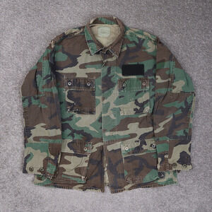 Vintage US Army Woodland Camo Hot Weather Medium Long Long Sleeve Field Coat